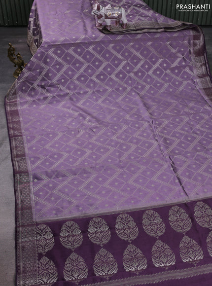 Pastel Purple & Purple Chiniya Silk Saree - Weaves