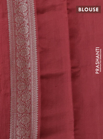 Peach & Maroon Chiniya Silk Saree - Buttas