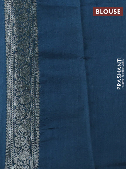 Pastel Blue & Peacock Blue Chiniya Silk Saree - Buttas