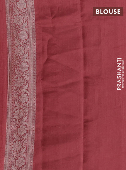 Peach & Maroon Chiniya Silk Saree - Buttas