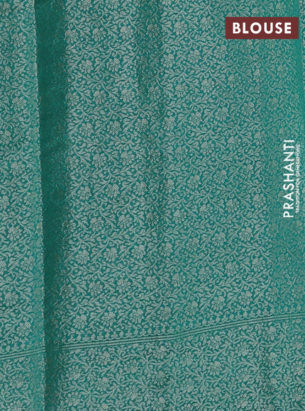 Teal Green Chiniya Silk Saree - Buttas