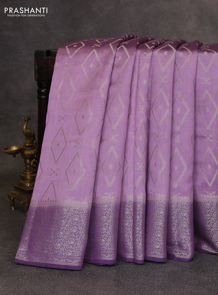 Pastel Purple & Purple Chiniya Silk Saree - Buttas