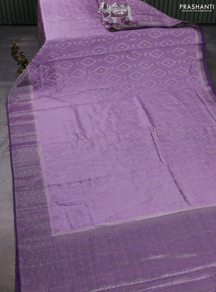 Pastel Purple & Purple Chiniya Silk Saree - Buttas