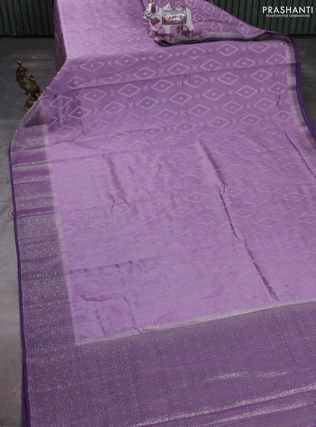 Pastel Purple & Purple Chiniya Silk Saree - Buttas