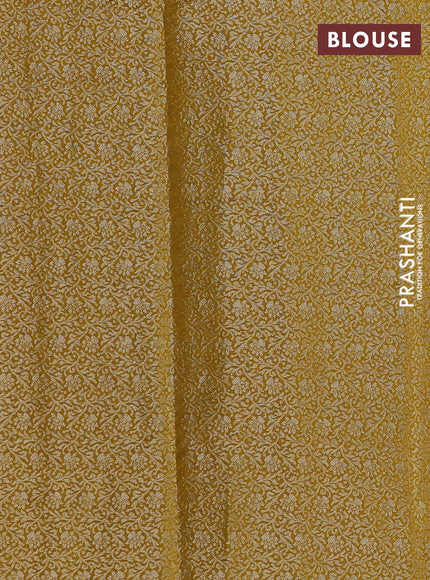 Yellow & Mustard Yellow Chiniya Silk Saree - Buttas