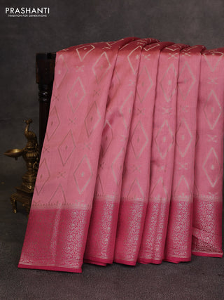Pastel Pink & Pink Chiniya Silk Saree - Buttas