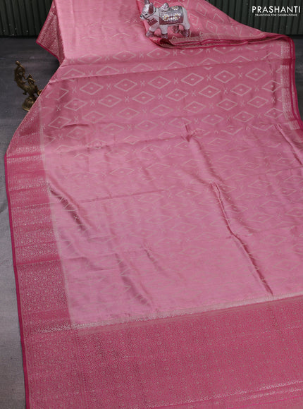 Pastel Pink & Pink Chiniya Silk Saree - Buttas