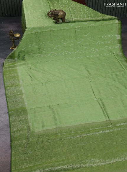 Pastel Green & Sap Green Chiniya Silk Saree - Buttas