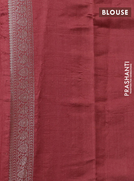 Peach & Maroon Chiniya Silk Saree - Buttas