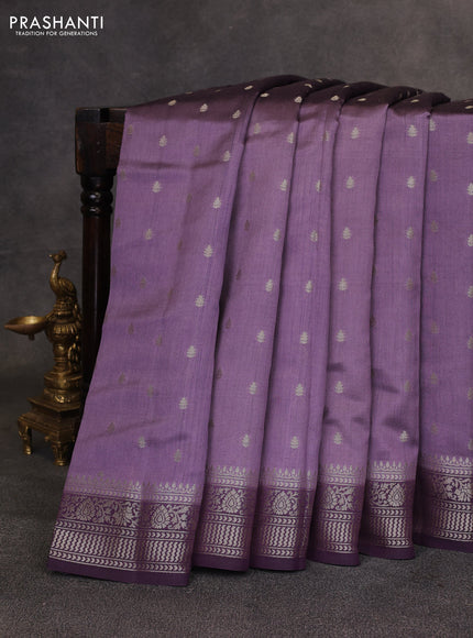 Pastel Purple & Purple Chiniya Silk Saree - Buttas