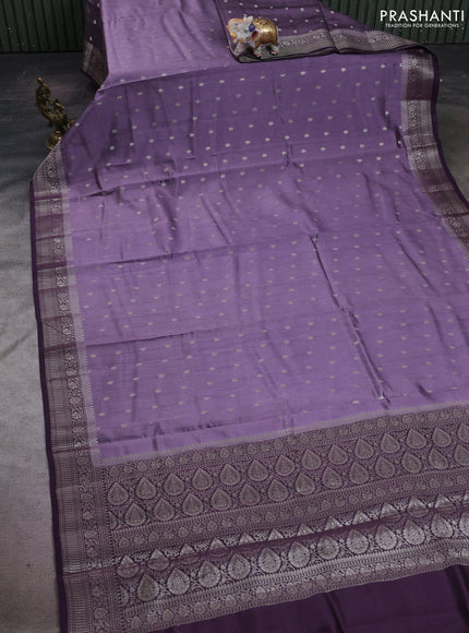 Pastel Purple & Purple Chiniya Silk Saree - Buttas