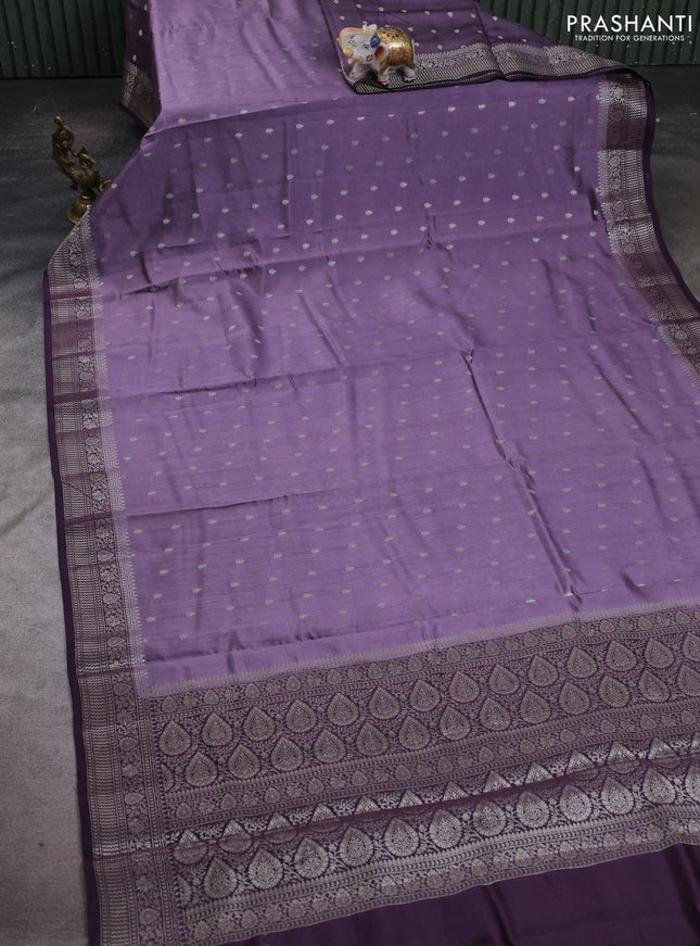 Pastel Purple & Purple Chiniya Silk Saree - Buttas