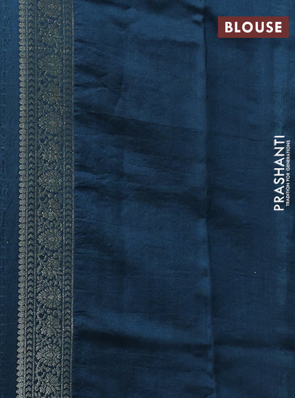 Pastel Blue & Peacock Blue Chiniya Silk Saree - Buttas