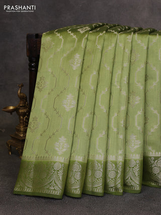 Pastel Green & Sap Green Chiniya Silk Saree - Weaves