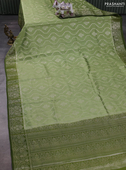 Pastel Green & Sap Green Chiniya Silk Saree - Weaves
