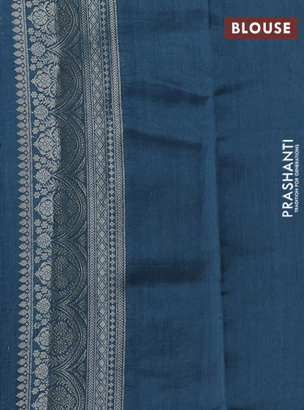 Pastel Blue & Peacock Blue Chiniya Silk Saree - Weaves