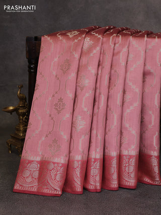 Peach  & Maroon Chiniya Silk Saree - Weaves