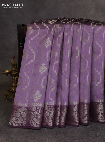 Pastel Purple & Purple Chiniya Silk Saree - Weaves