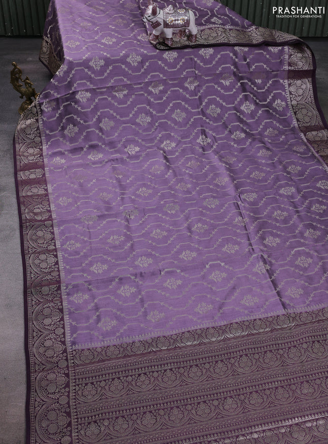 Pastel Purple & Purple Chiniya Silk Saree - Weaves
