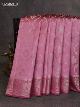 Mauve Pink & Maroon Chiniya Silk Saree - Weaves