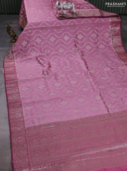 Mauve Pink & Maroon Chiniya Silk Saree - Weaves