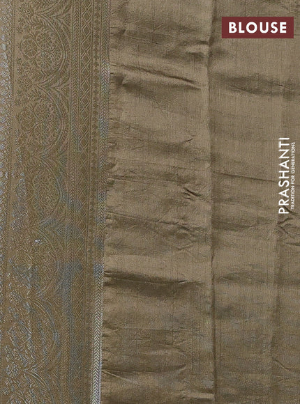 Beige & Olive Green Chiniya Silk Saree - Weaves