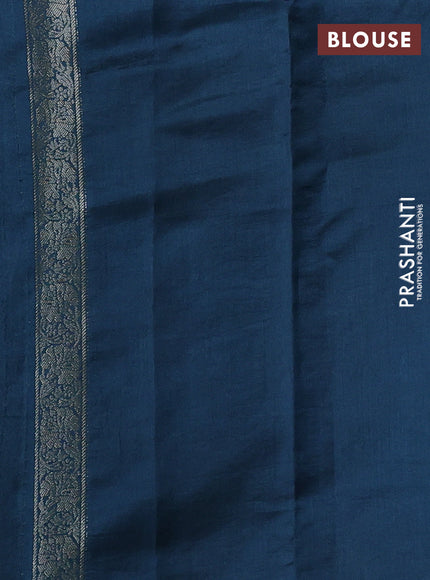 Pastel Blue & Peacock Blue Chiniya Silk Saree - Buttas