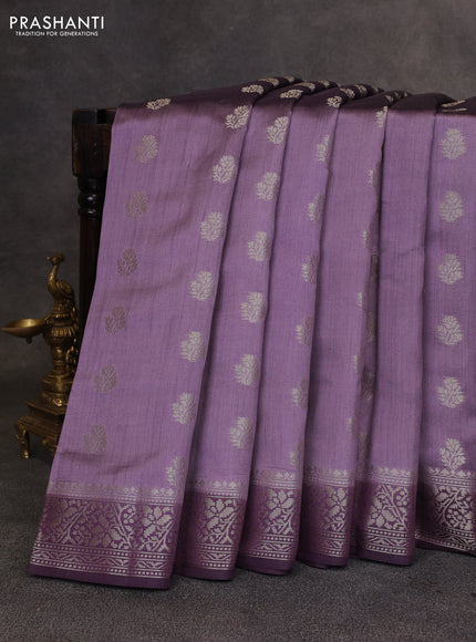 Pastel Purple & Purple Chiniya Silk Saree - Buttas
