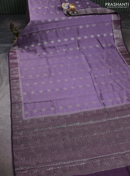Pastel Purple & Purple Chiniya Silk Saree - Buttas