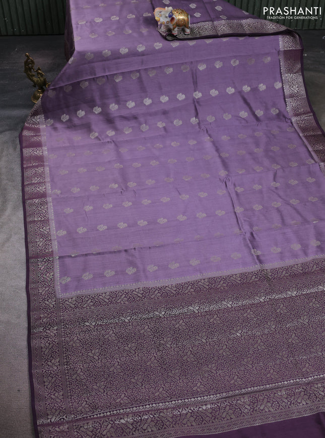 Pastel Purple & Purple Chiniya Silk Saree - Buttas