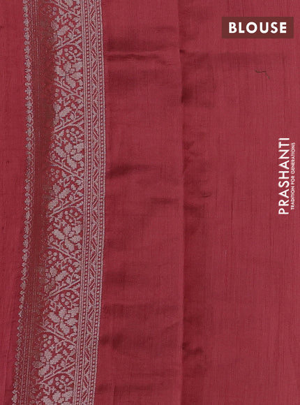 Peach  & Maroon Chiniya Silk Saree - Buttas