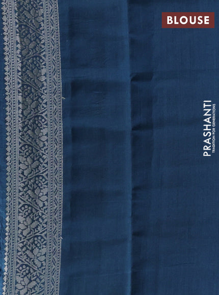 Pastel Blue & Peacock Blue Chiniya Silk Saree - Buttas