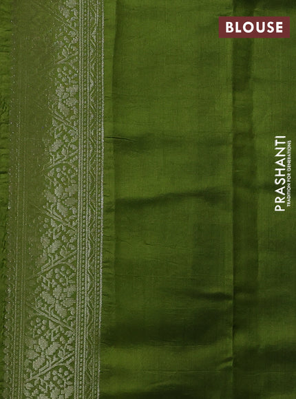 Pastel Green & Olive Green Chiniya Silk Saree - Buttas