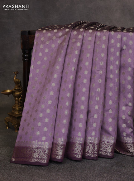 Pastel Purple & Purple Chiniya Silk Saree - Buttas