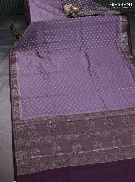 Pastel Purple & Purple Chiniya Silk Saree - Buttas