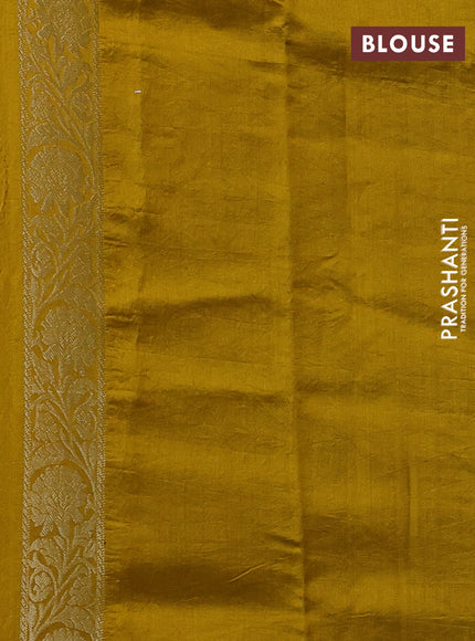 Yellow & Mustard Yellow Chiniya Silk Saree - Buttas