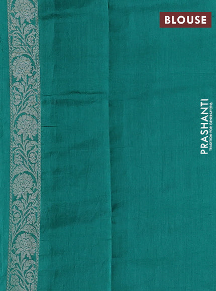 Teal Green Chiniya Silk Saree - Buttas