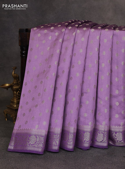 Pastel Purple & Purple Chiniya Silk Saree - Buttas