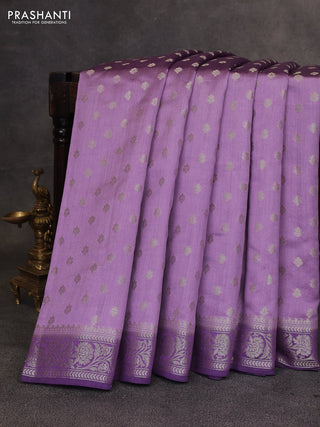 Pastel Purple & Purple Chiniya Silk Saree - Buttas