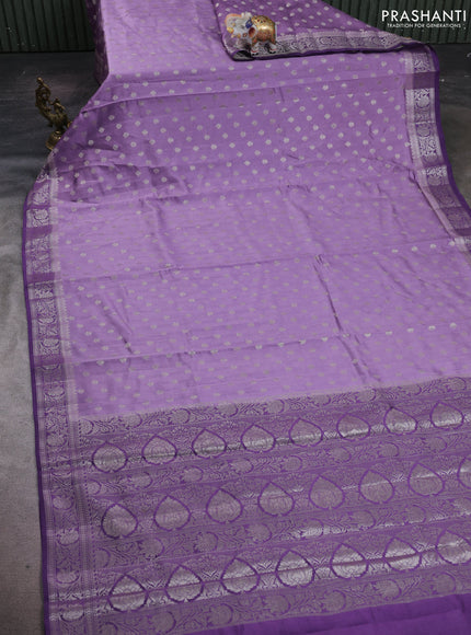 Pastel Purple & Purple Chiniya Silk Saree - Buttas