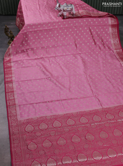 Pastel Pink & Pink Chiniya Silk Saree - Buttas