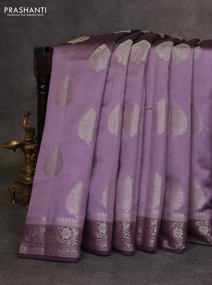 Pastel Purple & Purple Chiniya Silk Saree - Buttas