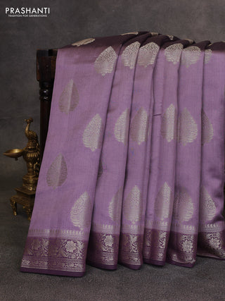 Pastel Purple & Purple Chiniya Silk Saree - Buttas