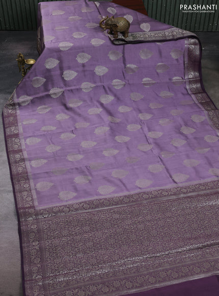 Pastel Purple & Purple Chiniya Silk Saree - Buttas