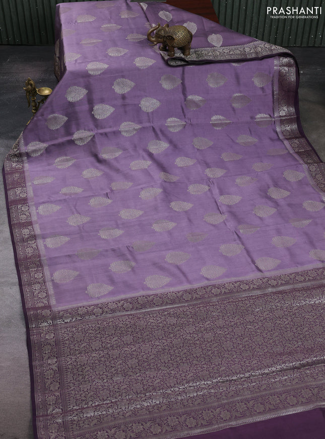 Pastel Purple & Purple Chiniya Silk Saree - Buttas