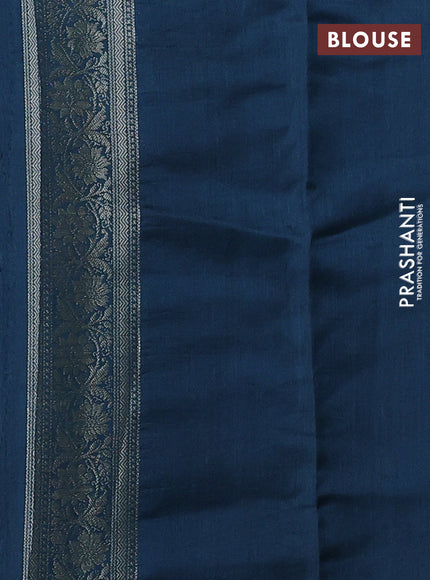 Pastel Blue & Peacock Blue Chiniya Silk Saree - Buttas