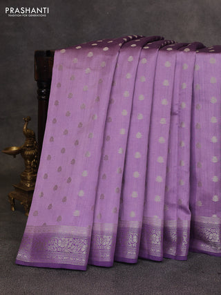 Pastel Purple & Purple Chiniya Silk Saree - Buttas