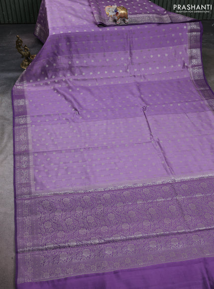 Pastel Purple & Purple Chiniya Silk Saree - Buttas