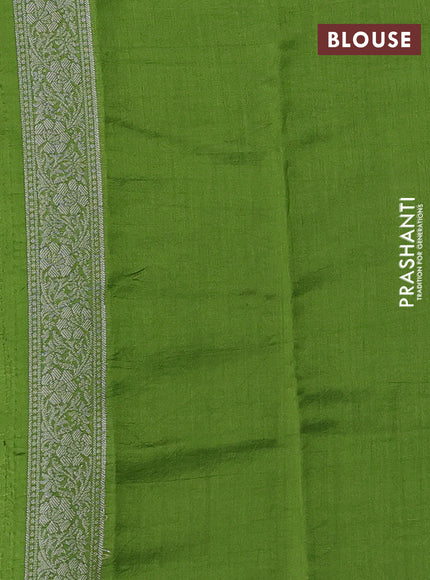 Pastel Green & Green Chiniya Silk Saree - Buttas