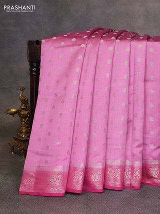 Pastel Pink & Pink Chiniya Silk Saree - Buttas